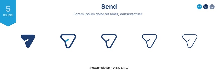 share icon set. Share arrow vector icon - send message icon, message sent symbol , export, reply, send, forward icons button	
