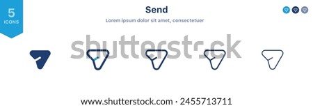 share icon set. Share arrow vector icon - send message icon, message sent symbol , export, reply, send, forward icons button	
