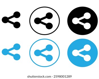 share icon set in black and blue colour, network sharing icon, share symbol, vector illustration