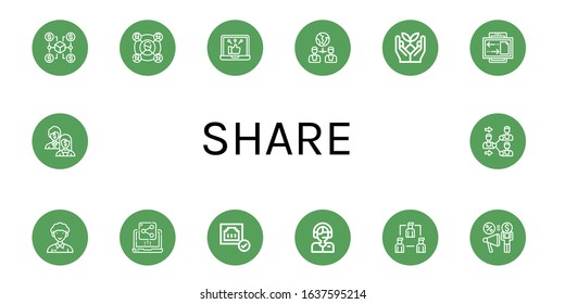 share icon set. Collection of Connection, Social network, Sprout, Community, Share, Connected, Commentator, Shareholder icons