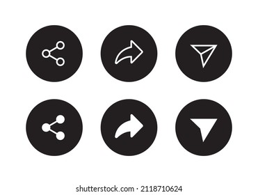Colección de conjunto de iconos compartidos para aplicaciones Web o móviles. Ilustración de vectores de botón
