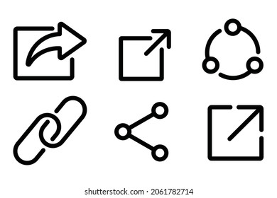 Juego de iconos de Share. Símbolo de conexión. Conectar, compartir datos. símbolo de vínculo. Signo para compartir. ilustración vectorial