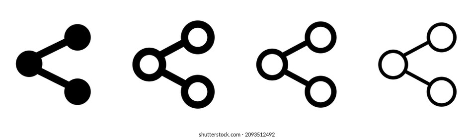 Juego de iconos de Share. Estilo de arte plano y lineal. Diseño para aplicaciones gráficas y web. Ilustración del vector, EPS10.
