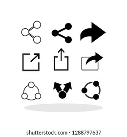 Share icon set in flat style. Sharing symbol for your web site design, logo, app, UI Vector EPS 10.