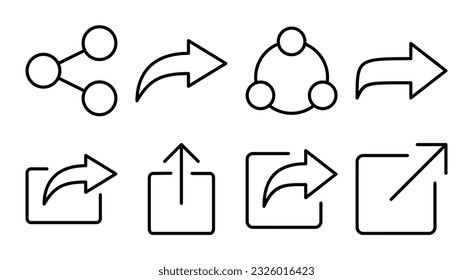 Icon-Set-Illustration teilen Freigabezeichen und -zeichen
