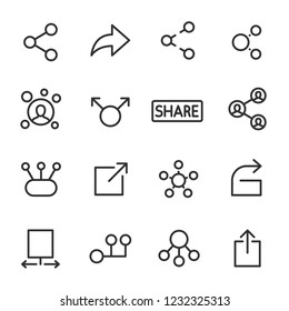 Share, icon set. linear icons. Line with editable stroke