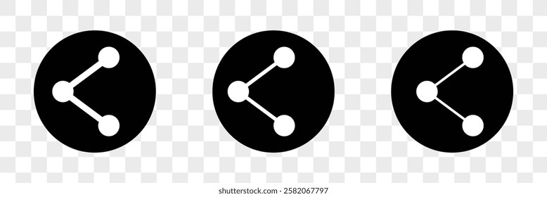 Share icon. Icon set of link. Link, share link, external link black vector icon set. Isolated symbols on transparent background. Redirecting links button. Eps 10.
