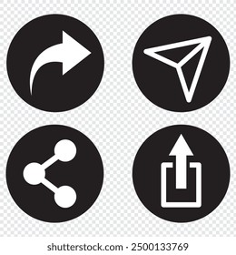 Share icon set. Sharing vector icon. share arrow icon reply send forward icons button. Like, comment, share and save icons. Social media flat icon. Vector EPS 10.