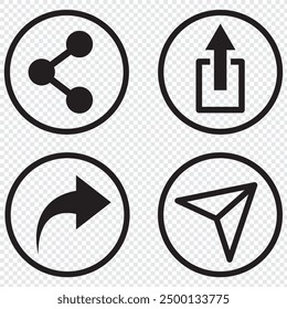 Share icon set. Sharing vector icon. share arrow icon reply send forward icons button. Like, comment, share and save icons. Social media flat icon. Vector EPS 10.