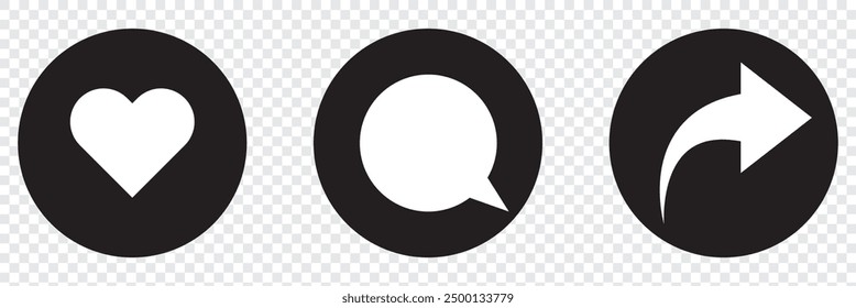 Share icon set. Sharing vector icon. share arrow icon reply send forward icons button. Like, comment, share and save icons. Social media flat icon. Vector EPS 10.