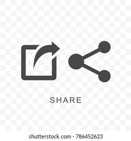 Share icon set with square and black arrow vector illustration on transparent background