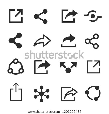 Share icon set, web and media symbol. User interface icon to convey, a button for performing a share action. Vector line art illustration isolated on white background
