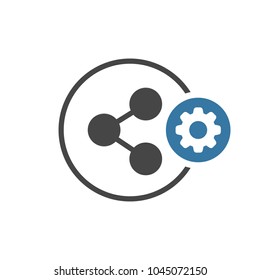 Share icon with settings sign. Share icon and customize, setup, manage, process symbol. Vector icon