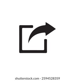 Share icon. Simple black share arrow icon isolated on white background. Eps 10
