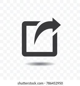 Share icon with square and black arrow vector illustration on transparent background