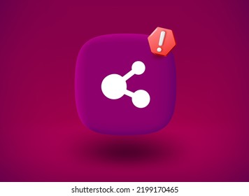 Share icon with stop sign. 3d vector illustration

