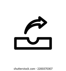 Share icon with storage and arrow in black outline style