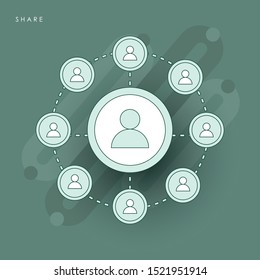 Share icon symbol. Graphic elements for your design. Concept of line icon with green theme