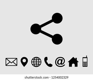 Share icon, Share symbols vector with contact us icon set