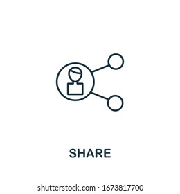Icono de recurso compartido de la colección de trabajo en equipo. Elemento de línea simple Compartir símbolo para plantillas, diseño web e infografías