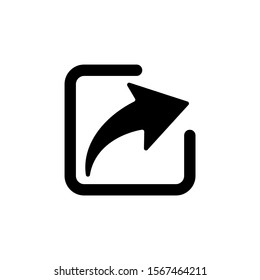 Share icon template in black flat design on white background, Sharing symbol vector sign isolated on white background illustration for graphic and web design