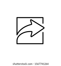 Share icon template in line art style on white background, Sharing symbol vector sign isolated on white background illustration for graphic and web design