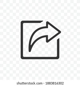 Teilen Sie die Vektorgrafik mit Symbol für einzelne Zeichen - schwarz-weißer Stil auf transparentem Hintergrund.