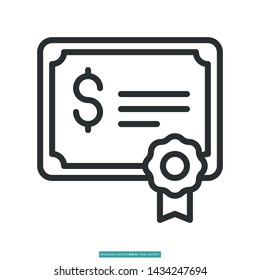 Share Certiﬁcate Icon Vector Illustration Logo Template For Website Or Mobile App.