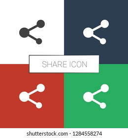 share icon white background. Editable filled share icon from media. Trendy share icon for web and mobile.