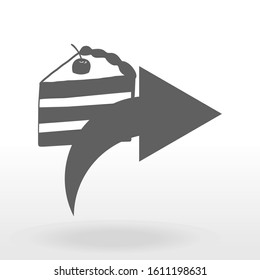 share icon.button for websites.arrow with cake.black and white image.vector image.