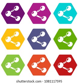 Share icons 9 set coloful isolated on white for web