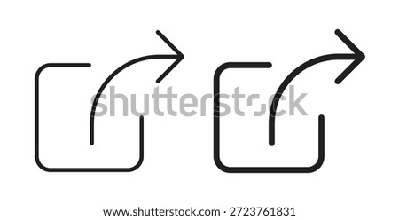 Share icons in filled, thin line, outline and strokes
