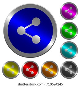 Share icons on round luminous coin-like color steel buttons