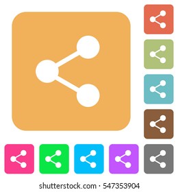Share icons on rounded square vivid color backgrounds.