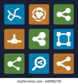 Share icons set. set of 9 share filled icons such as