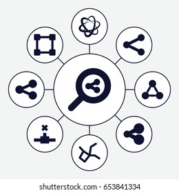 Share icons set. set of 9 share filled icons such as