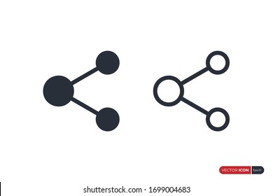 Compartir iconos aislados en fondo blanco. Conexión de red. Elementos de plantilla de diseño de iconos de vectores planos.