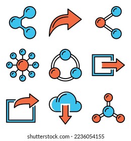 Share Icons Set on White Background. Line Style Vector