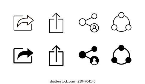 Compartir iconos configurados. Símbolo y signo de uso compartido