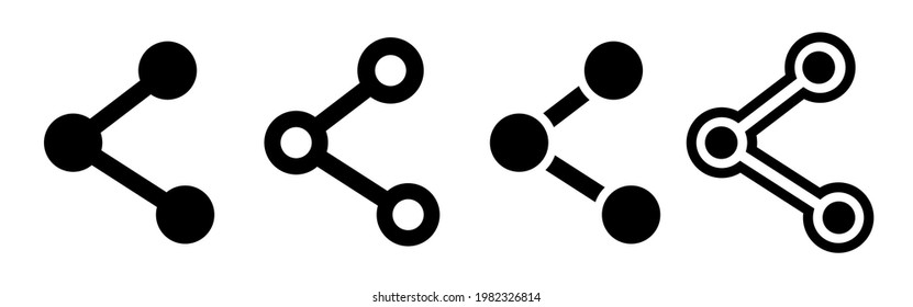 Symbole freigeben Set. Einfache Schaltfläche in unterschiedlicher Form teilen. Globale Netzwerkverbindung. Symbol für Kommunikation Vektorgrafik.