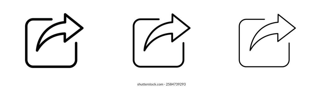 Share icons in three different stroke lines