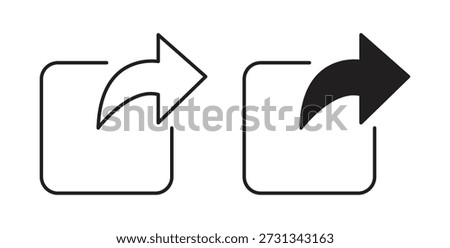 Share icons vector symbol with editable stroke and flat versions
