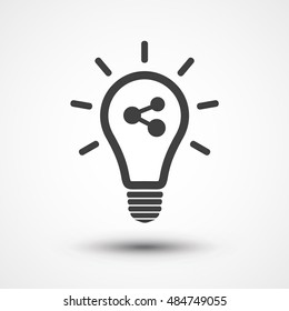 Share idea icon. Light bulb icon. Lamp icon