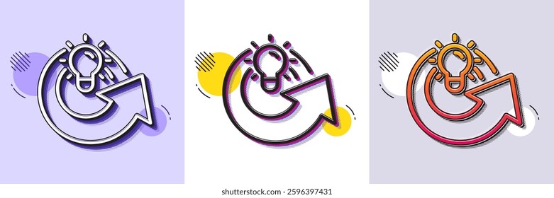 Share idea line icon. Halftone dotted pattern. Gradient icon with grain shadow. Light bulb or Lamp sign. Creativity, Solution or Thinking symbol. Line share idea icon. Various designs. Vector