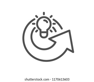 Share idea line icon. Light bulb or Lamp sign. Creativity, Solution or Thinking symbol. Quality design element. Classic style. Editable stroke. Vector