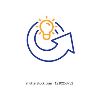 Share idea line icon. Light bulb or Lamp sign. Creativity, Solution or Thinking symbol. Colorful outline concept. Blue and orange thin line color icon. Share idea Vector