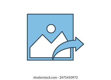 share image icon. icon related to edit tool. suitable for web site, app, user interfaces, printable etc. flat line icon style. simple vector design editable