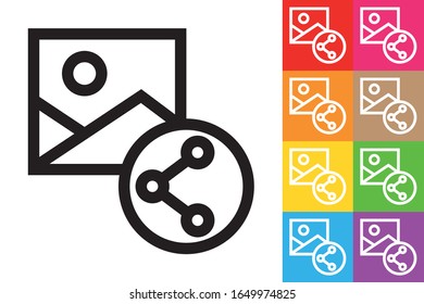 Share Image. Line Icon With Different Color Background.