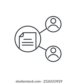  Share information, distribute document. Vector linear icon isolated on white background.