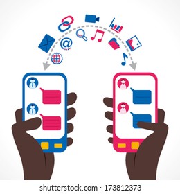 share information through social media networking or chatting concept vector
